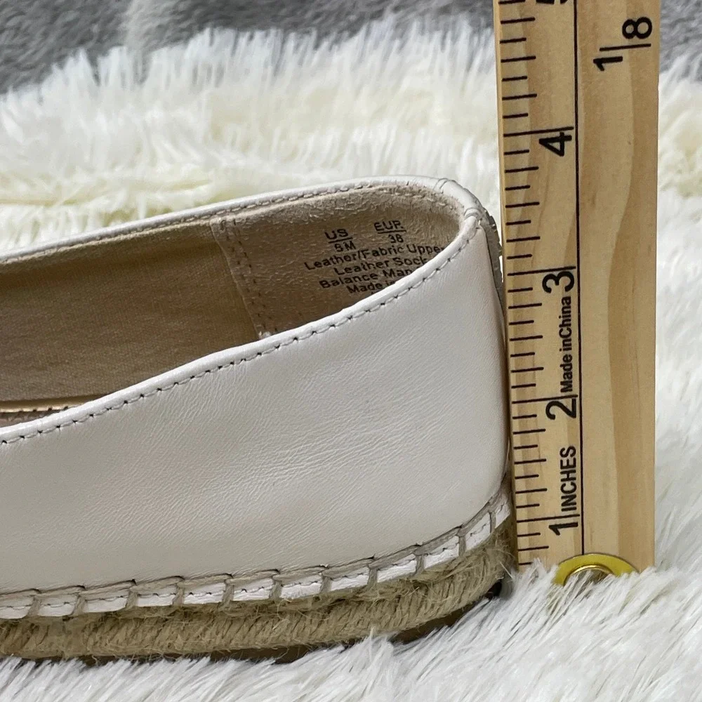 Sam Edelman Krissy Espadrille Women 8 White Black‎ Good Cap Toe Leather Flats